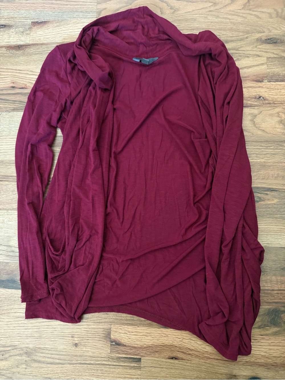 Mix It Burgundy Open Front Draped Cardigan